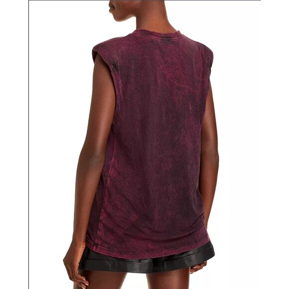NWT Iro Polette Tank Top Small Shoulder Pads Stone Wash Crew Neck Black Red S - Picture 2 of 16
